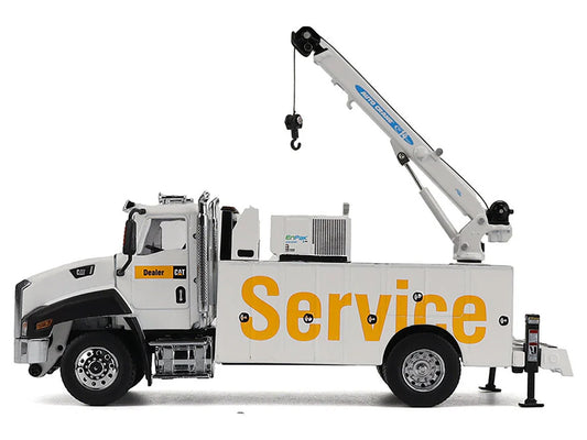 CAT Caterpillar CT660 Auto-Crane Titan 85 Truck with Miller EnPak White "Transport Series" 1/50 Diecast Model by Diecast Masters